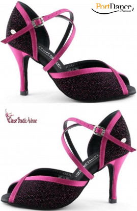 PORT DANCE SALSA TANGO PD500 BLACK FUSHIA GLITTER